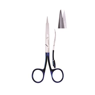 Scissor Goldman-Fox Serrated Double Curve 13.5cm Titanium/Plasma Blue
